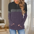thumbnail image 1 of Sevevn Women's Solid Fashionable Loose Casual Pocket Color Matching Ribbed Knit Brushed Hooded Sweatshirt Dressy Top Dark Gray L, 1 of 5