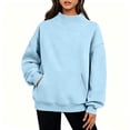 thumbnail image 1 of Sevevn Women's Solid Mock Neck Fleece Sweatshirt Loose Long Sleeve Pullover With Side Pockets Fall Winter, 1 of 9