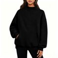 thumbnail image 1 of Sevevn Women's Solid Mock Neck Fleece Sweatshirt Loose Long Sleeve Pullover With Side Pockets Fall Winter, 1 of 9