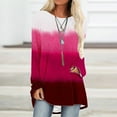 thumbnail image 1 of Sevevn Women's Solid T-shirt Long Sleeves Blouse Round Neck Casual Tops Hot Pink XXL Deal of the Week, 1 of 5