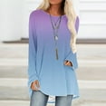 thumbnail image 1 of Sevevn Women's Solid T-shirt Long Sleeves Blouse Round Neck Casual Tops Light Blue XXL Sales Today Clearance, 1 of 5