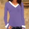 thumbnail image 1 of Sevevn Women's Solid V-neck Collar Long Sleeved Top Purple M Holiday Gift Finder, 1 of 3