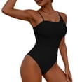 thumbnail image 1 of Sevevn Women's Spaghetti Strap Textured One Piece Swimsuit Tummy Control Bathing Suit Black S, 1 of 9