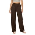 thumbnail image 1 of Sevevn Women's Straight Leg SweatPants Elastic High Waist Full Length Casual Trousers with Side Pockets Brown M, 1 of 9