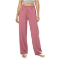 thumbnail image 1 of Sevevn Women's Straight Leg SweatPants Elastic High Waist Full Length Casual Trousers with Side Pockets Pink M, 1 of 9