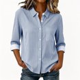 thumbnail image 1 of Sevevn Women's Striped Classic Collared Button Down Long Sleeve Blouse with Chest Pocket Office Work Fall Tops, 1 of 9