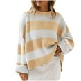 thumbnail image 1 of Sevevn Women's Striped Knitted Pullover Crew Neck Fall Winter Sweater Long Sleeve Color Block Jumper, 1 of 5
