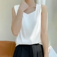 thumbnail image 1 of Sevevn Women's Summer Casual And Fashionable Solid V-neck Round Sleeveless Top White XXXL Gift for Girls, 1 of 3