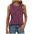 thumbnail image 1 of Sevevn Women's Summer Casual Fashion Solid Tank - Loose Round Neck Sleeveless Top Wine S Gift for Adults, 1 of 7