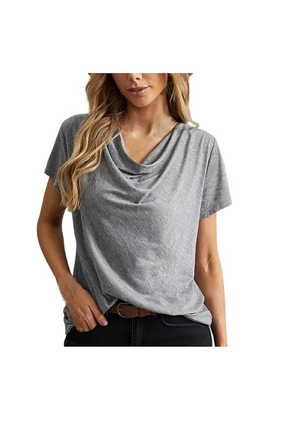 Women's Summer Fashion V-neck Plain Casual Loose Short-sleeved Top Short-sleeved V-neck Top/shirt Shirts For Women