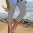 thumbnail image 1 of Sevevn Women's Summer High Waisted Solid Color Capris Matching Slim Fitting Yoga Gym Pants Summer Deals Gray XL, 1 of 6