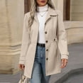 thumbnail image 1 of Sevevn Women's Trench Coat Button Classic Lapel Overcoat Belted Slim Outerwear Coat with Detachable Hood, 1 of 6