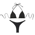 thumbnail image 1 of Sevevn Women's Triangle Bikini Set Halter Front Clasp Thong Two Piece Swimsuit Black L, 1 of 5