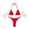 thumbnail image 1 of Sevevn Women's Triangle Bikini Set Halter Front Clasp Thong Two Piece Swimsuit Red L, 1 of 7