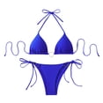 thumbnail image 1 of Sevevn Women's Triangle Bikini Set Halter Heart Metal Decor Side Tie Two Piece Swimsuit Blue S, 1 of 6