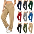 thumbnail image 1 of Sevevn Women's Wide Leg Lounge Pants with Elastic High Waist, Casual Loose Straight Leg Drawstring Sweatpants with Pockets, Soft Comfy Travel Yoga Workout Everyday Palazzo Pants Beige XL, 1 of 9