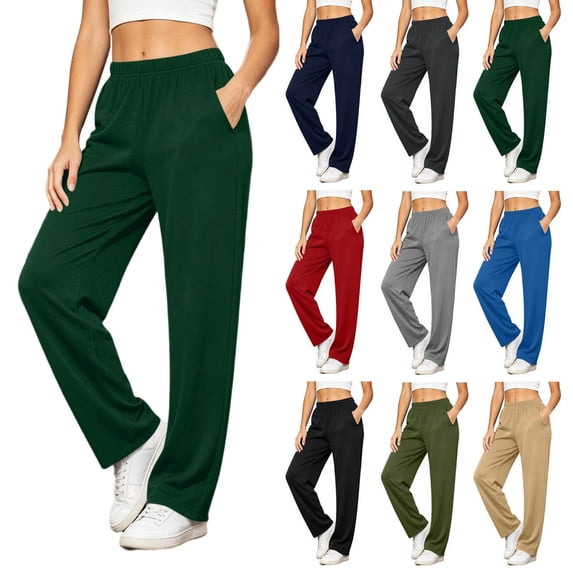 Sevevn Women's Wide Leg Lounge Pants with Elastic High Waist, Casual Loose Straight Leg Drawstring Sweatpants with Pockets, Soft Comfy Travel Yoga Workout Everyday Palazzo Pants Army Green S