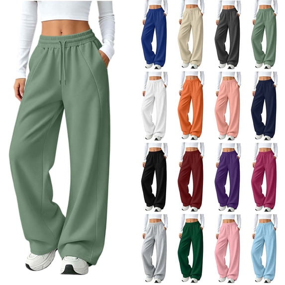 Sevevn Women's Wide Leg Sweatpants with Pockets High Waisted Drawstring Lounge Pants Soft Casual Loose Fit Jogger Pants Comfortable Athletic Track Pants for Workout Travel Home Daily Wear