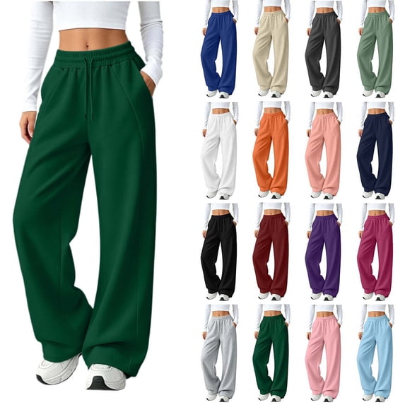 Sevevn Women's Wide Leg Sweatpants with Pockets High Waisted Drawstring Lounge Pants Soft Casual Loose Fit Jogger Pants Comfortable Athletic Track Pants for Workout Travel Home Daily Wear