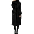 thumbnail image 1 of Sevevn Women's Winter Double Breasted Wool Coat Business Casual Long Winter Pea Coat with Belt, 1 of 5