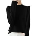 thumbnail image 1 of Sevevn Women's Wool Seamless Sweater Mock Neck Long Sleeve Knitted Pullover Tops, 1 of 3