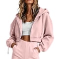 thumbnail image 1 of Sevevn Women's Zip Hooded Solid Color Long Sleeve Fleece Sweatshirt Winter, 1 of 6