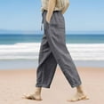thumbnail image 1 of Sevevn Women'summer Cotton And Linen Solid Color Loose Straight Leg Pants With Pockets And Drawstring Spring Tops for Women Dark Gray L, 1 of 6