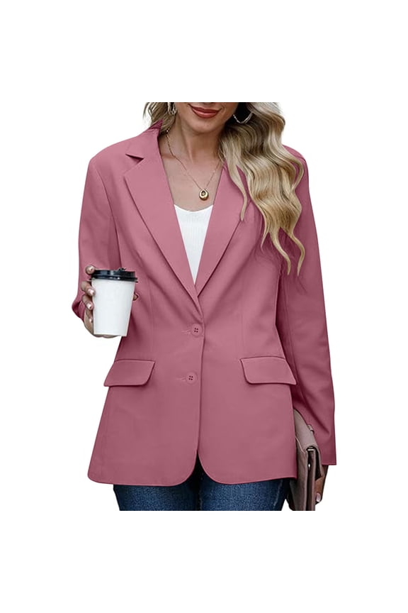 Womens Bussiness Casual Blazers Long Sleeve Work Office Blazer Jacket With Shoulder Pads