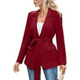 thumbnail image 1 of Sevevn Womens Casual Blazers Long Sleeve Open Front Suit Wrap-Belted Work Office Blazers Jacket with Pockets, 1 of 9