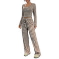 thumbnail image 1 of Sevevn Womens Cotton Pajama Sets Stripe 2 Piece Lounge Set Long Sleeve Comfy Pj Sets Fall Loungewear Sleepwear with Pockets, 1 of 7