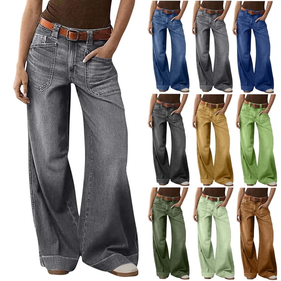 Sevevn Womens High Waisted Wide Leg Jeans Casual Loose Fit Straight Denim Pants Vintage Baggy Boyfriend Jeans with Pockets Jeans for Women