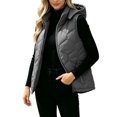thumbnail image 1 of Sevevn Womens Hooded Quilted Puffer Vest Full‑Zip Lightweight Padded Sleeveless Jacket with Zip Pockets Gray M, 1 of 8