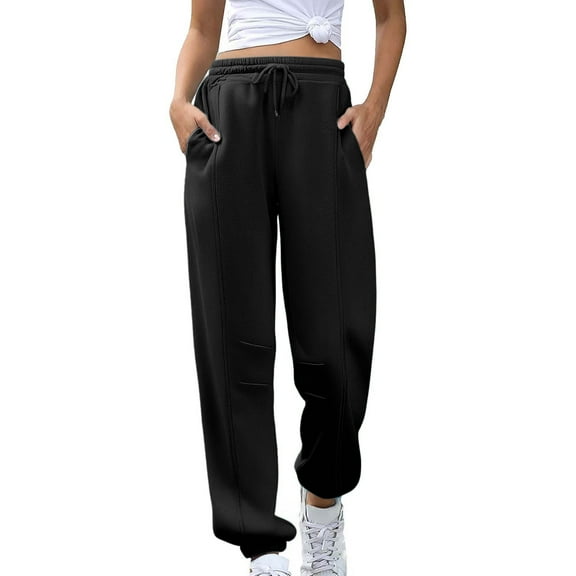 Sevevn Womens Jogging Pants Casual Sweatpants With Pocket Elastic Waist Pants For Workout Running Black XXL
