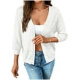thumbnail image 1 of Sevevn Womens Lightweight Summer Cropped Cardigan 3/4 Sleeve Button up Thin Bolero Crochet Knit Shrug Sweater, 1 of 6