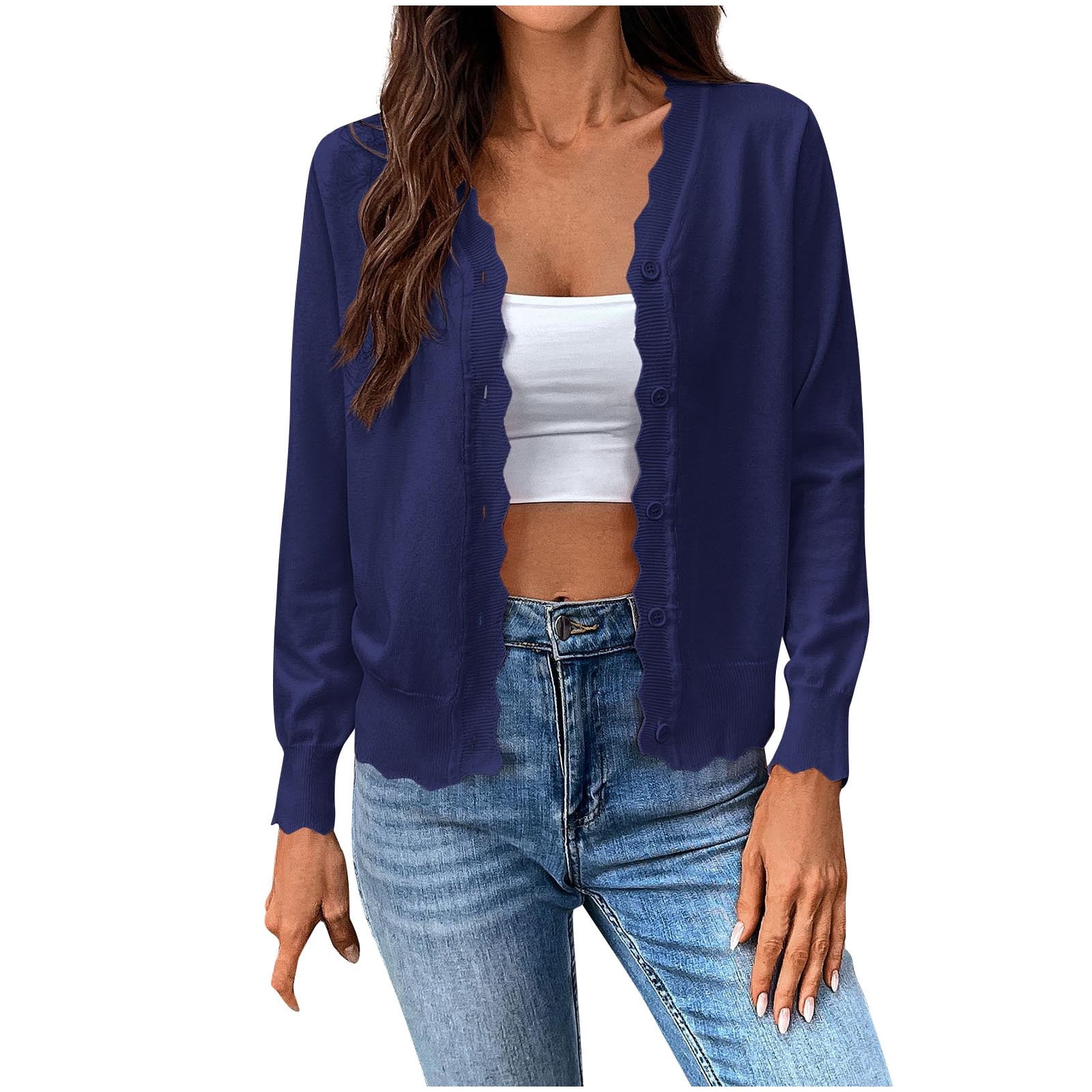 8+ Knit Shrug Sweater Sevevn Womens Lightweight Summer Cropped Cardigan Long Sleeve Button up