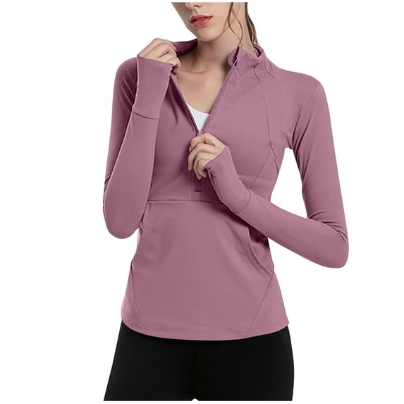 Sevevn Womens Long Sleeve Workout Tops Quarter Zip Pullover Quick Dry Crop Athletic Slim Fit Yoga Shirts