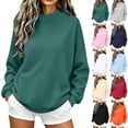 thumbnail image 1 of Sevevn Womens Mock Neck Sweatshirts Oversized Pullover Fall Outfits Fashion Clothes Long Sleeve Tops Green M, 1 of 9