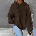thumbnail image 1 of Sevevn Womens New Long Sleeve Hooded Jacket Solid Color Casual Loose SweaterPlush Sweatshirt Brown L Deal of the Week, 1 of 6