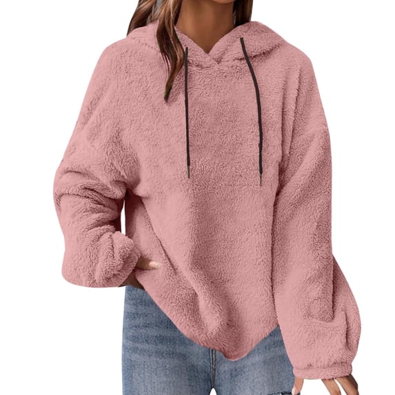 Sevevn Womens Oversized Sherpa Pullover Hoodie with Pockets Fuzzy Fleece Sweatshirt