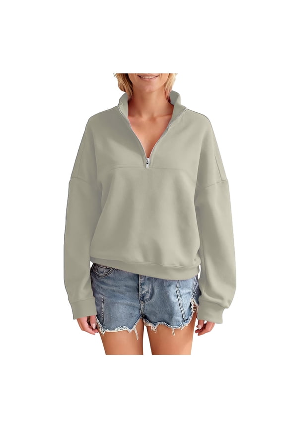 Womens Quarter Zip Sweatshirt Fall Fashion Sweatshirts Oversized Tops Clothes 2025