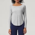 thumbnail image 1 of Sevevn Womens Solid Color Round Neck Slim Long Sleeved Yoga Suit Threaded T-shirt Short Sleeved Round Neck Top/shirt Gray XL Rollbacks, 1 of 4