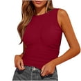 thumbnail image 1 of Sevevn Womens Tank Summer Sleeveless High Neck Slim Fitted Blouse Side Ruched Basic Tank Top, 1 of 5