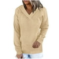 thumbnail image 1 of Sevevn Womens Waffle Hoodies 2025 Sweatshirt Fall Long Sleeve Loose Side Slits Stacked V Neck Tops With Pockets, 1 of 7