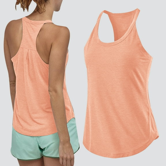 Sevevn Womens Workout Tops Women Summer Sexy Round Neck Women Short Sleeves Top Hanger I-shaped Camisole Back Fold External Yoga Exercise Vest Rollbacks