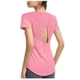 thumbnail image 1 of Sevevn Womens Workout Tops Women's Solid Round Neck Casual Sports Short Sleeved Hollowed Out Breathable Yoga Suit Cover Up Rollbacks, 1 of 5