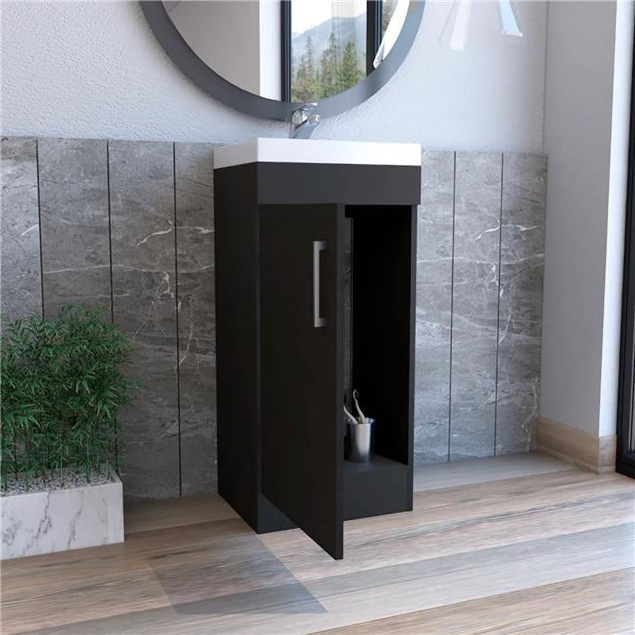 Sevilla Black Particleboard Single Door Bathroom Vanity