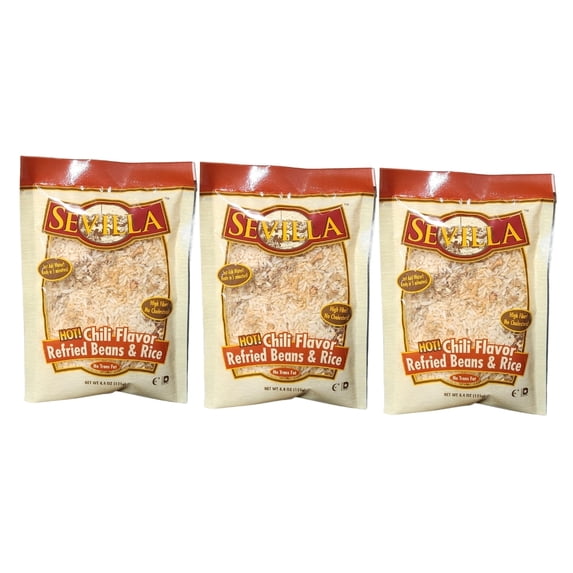 Sevilla Hot Chili Flavor Refried Beans & Rice, 3 Pack, 4.4 oz