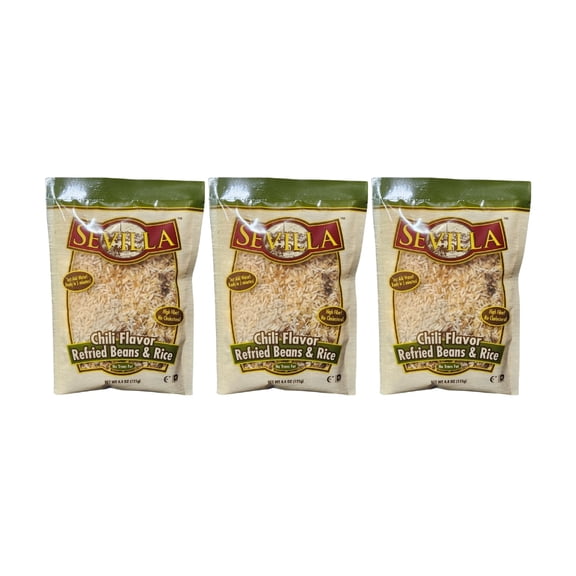 Sevilla Refried Beans & Rice 4.4 oz (3 Pack, Chili Flavor)