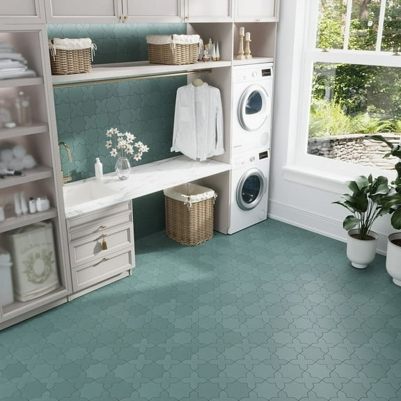 Seville 7 x 7 in. Matte Sage Green Porcelain Star Wall and Floor Tile (5.31 sq ft/case) - 34 Pack