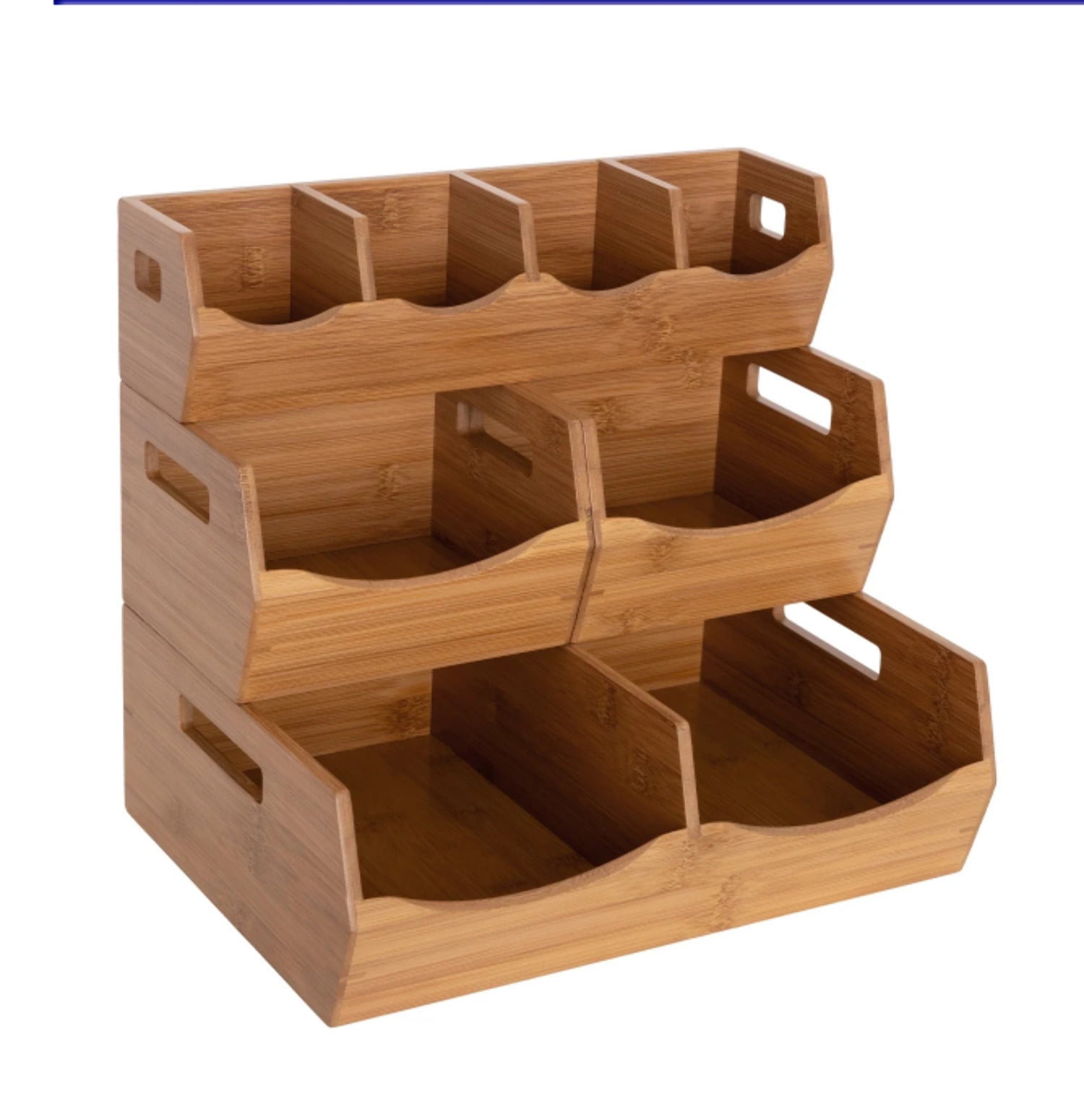Natural Bamboo Stackable Bin Organizer Set with MDF Base